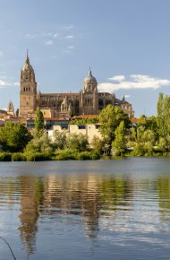 Cattedrale di Salamanca dietro un fiume